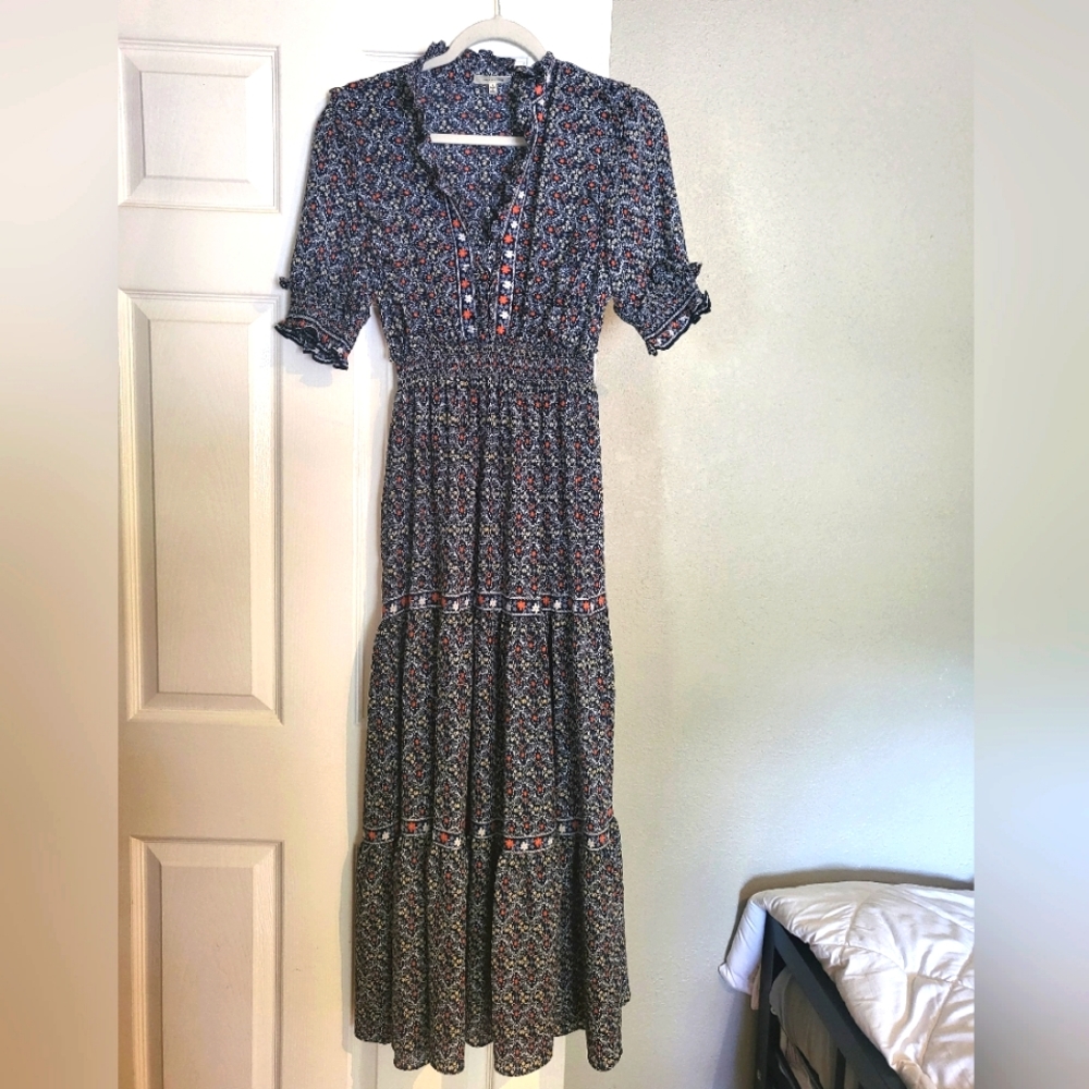 MAX STUDIO Tiered Floral Maxi dress size small